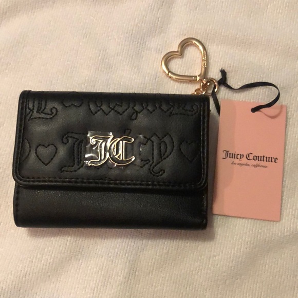 Juicy Couture Liquorice Black Pink League Double Sided Trifold Wallet NWT - Picture 15 of 16